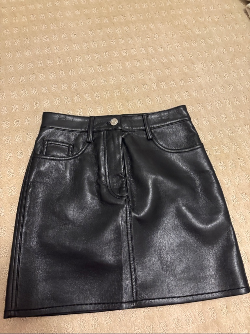 Wilfred Black Faux Leather Mini Skirt